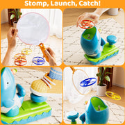 Flying Disc Launcher Outdoor Toys with 1 Whale Launcher, 24 Flying Discs, 2 Butterfly Nets and 2 Protective Glasses, Outside Toys for Kids Ages 3-5 6-8 Boys Girls Chasing Catching Games Birthday Gifts