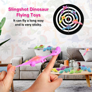 20 Pcs Slingshot Dinosaur Finger Toys, Halloween Toys Party Favors for Kids Sticky Rubber Dino Flying Catapult Fidget Toys for Boys Girls Goodie Bag Easter Basket Stuffers Valentines Xmas Gifts