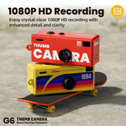 G6 Mini Thumb Camera, Portable Keychain Pocket Camera with 32GB TF Card, Wearable Photography Pendant with Type-C Adapter, Tiny Digital Gadget for Instant Phone Uploads (White)