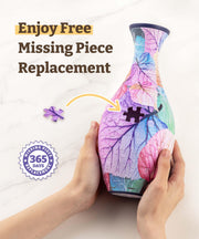 Pintoo 3D Puzzle Vase Unique Flower Vase Made by 160 Curved Plastic Puzzle Pieces House Warming Gift for Flower Arrangements and Home Decoration - [S1025] (Translucent, Magpies on Plum Tree)