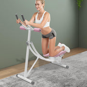 Ab Workout Machine, Dual Track Adjustable Abdominal Trainer with LED Monitor, 3 Level Core Toner Foldable Fitness Equipment with 330lb Load Capacity, Waist Cruncher for Home Gym Office Workout (Pink)