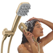 Delta VersaCurl Detangling Handheld Shower Head Tool for Curly Hair with 3 Curl Defining Brush Inserts Included, Detangler Brush Hand Shower with Hose, Champagne Bronze 74B430CZ