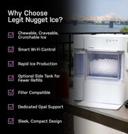 GE Profile Opal 2.0 Ultra Nugget Ice Maker with .75 Gallon Side Tank and Scale Inhibiting Filter, Scoop Included, 38 lbs in 24 Hours, Pellet Ice Machine with WiFi & Smart Connected, Stainless Steel