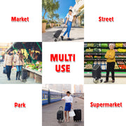 dbest products Trolley Dolly Sport with Chair – Foldable Grocery Cart on Wheels – Multi Use Rolling Cart with Built-in Seat, Removable Bag, and Hand Truck Dolly Function, Black