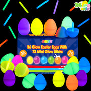 JOYIN 72 Pcs Easter Eggs with 144 Pcs Mini Glow Sticks for Kids Glow-in-The-Dark Basket Stuffers Fillers Gift, Easter Eggs Hunt Game Party Favors Classroom Decorations Supplies