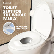 Quick Flip Toilet Seat with Built-in Potty & Splash Guard for Toddler Training, Slow Close - Jool Baby (Round)