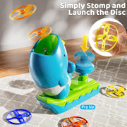 Flying Disc Launcher Outdoor Toys with 1 Whale Launcher, 24 Flying Discs, 2 Butterfly Nets and 2 Protective Glasses, Outside Toys for Kids Ages 3-5 6-8 Boys Girls Chasing Catching Games Birthday Gifts