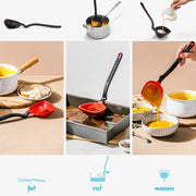 Dreamfarm Fladle Fold-Flat, Space-Saving Serving & Cooking Ladle Measures up to 1/2 Cup with Silicone Scraping Squeegee-Tip - 12" Black