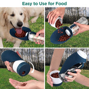 Dog Water Bottle, Portable Pet Water Bottle with Food Container and Drinking Feeder, Leak Proof, BPA-Free, Foldable Puppy Water Cup Dispenser for Outdoor Walking, Travel, Hiking 20OZ