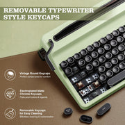 YUNZII QL75 Wireless Typewriter Hot Swap Retro Mechanical Keyboard,Punk Round Keycaps,RGB Backlit QMK/VIA Programmable, Multi-Device Keyboard with 2.4GHz/Type-C/BT5.0 (Green, Cocoa Cream V2 Switch)