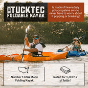 Tucktec 8' Jr. Foldable Kayak - 225 lb. Capacity, 2-Minute Set Up, Lightweight & Portable Kayaks - Made in USA - Black