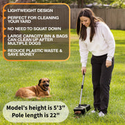 Neater Pet Brands Lift N’ Bag 2.0 Dog Pooper Scooper with Bag Attachment & 22" Pole for Small to Large Dogs, New & Improved Design, 15 Refill Bags, Heavy Duty Dog Poop Scooper for Yard, One-Hand Use