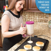 KPKitchen Pancake Batter Dispenser - Kitchen Must Have Tool for Perfect Pancakes, Cupcake, Waffle, Muffin Mix, Cake & Crepe - Easy Pour Baking Supplies for Griddle - Pancake Maker with Measuring Label