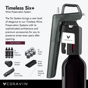 Coravin Timeless Six Plus Wine Preservation System - By-the-Glass Wine Saver - Wine Aerator, 3 Pure Argon Capsules, 6 Screw Caps, Clearing Needle & Carry Case - Silver