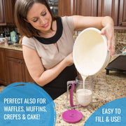 KPKitchen Pancake Batter Dispenser - Kitchen Must Have Tool for Perfect Pancakes, Cupcake, Waffle, Muffin Mix, Cake & Crepe - Easy Pour Baking Supplies for Griddle - Pancake Maker with Measuring Label