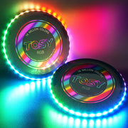 TOSY 16 Million Color Flying Disc - 36 RGB LEDs, Extremely Bright, Smart Modes, Countless Styles, Auto Light Up, Rechargeable, Perfect Birthday & Camping Gift for Men/Boys/Teens/Kids, 175g frisbees